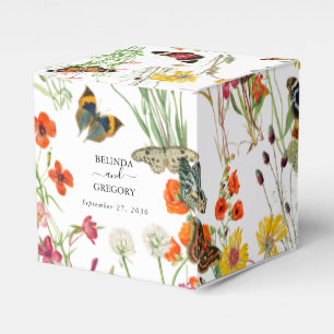 Aquarellfarbene Wildblumen Butterfliegen Blumenzeh Geschenkschachtel