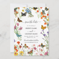 Aquarellfarbene Wildblumen Butterfliegen Blumenzeh
