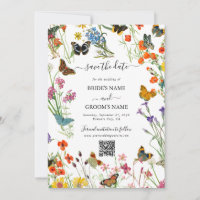 Aquarellfarbene Wildblumen Butterfliegen Blumenzeh