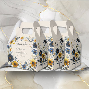 Aquarellfarbene Wildblumen Elegante Beige Hochzeit Geschenkschachtel