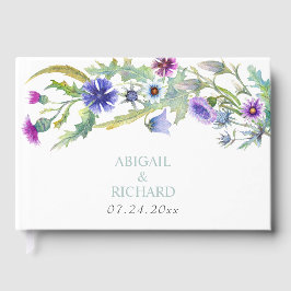 Aquarellfarbene Wildblumen Garland Frühjahrshochze Gästebuch