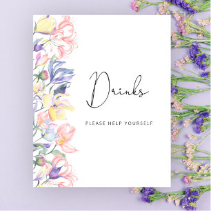Aquarellfarbene Wildblumen Getränke helfen Ihnen Poster