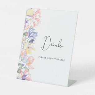 Aquarellfarbene Wildblumen Getränke helfen Ihnen Sockelschild