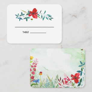 Aquarellfarbene Wildblumen Hochzeittisch-Platzkart Platzkarte