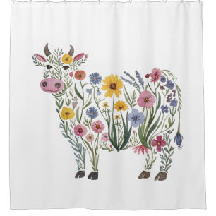 Aquarellfarbene Wildblumen in Form einer Niedliche Duschvorhang