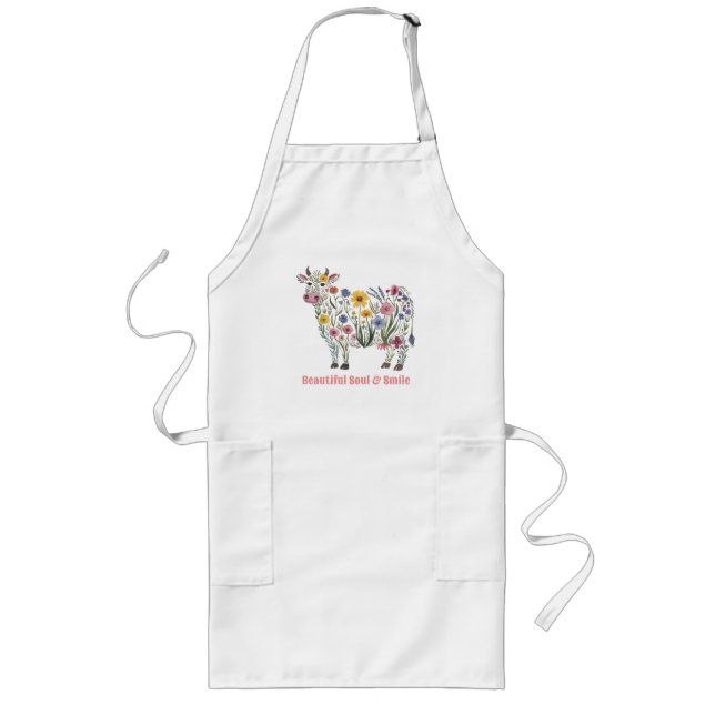 Aquarellfarbene Wildblumen in Form einer Niedliche Lange Schürze (Vorne)