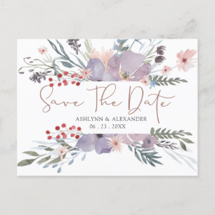 Aquarellfarbene Wildblumen Kupfer SAVE THE DATE Postkarte