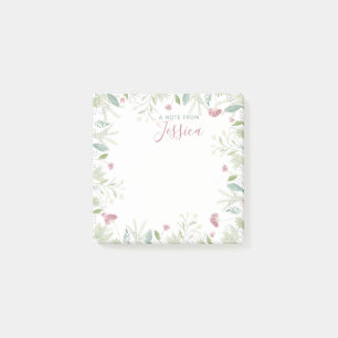 Aquarellfarbene Wildblumen mit Individuelle Name P Post-it Klebezettel