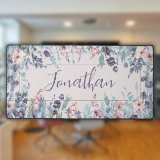Aquarellfarbene Wildblumen Personalisiert Schreibtischunterlage