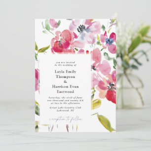 Aquarellfarbene Wildblumen zum Hochzeitsfeiern Einladung