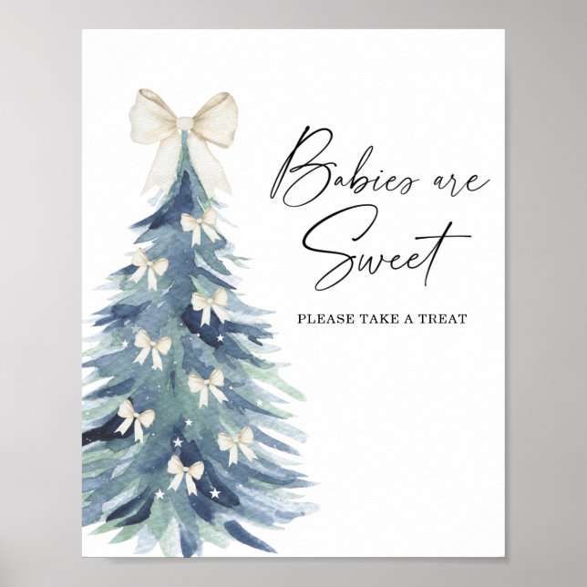 Aquarellfarbene Winterbaumbabys sind ein süßes Pos Poster (Vorne)