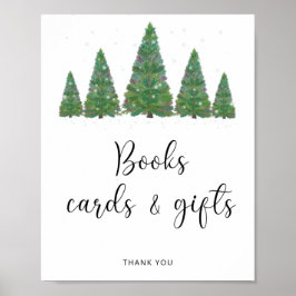 Aquarellfarbene Winterblumenbücher Poster