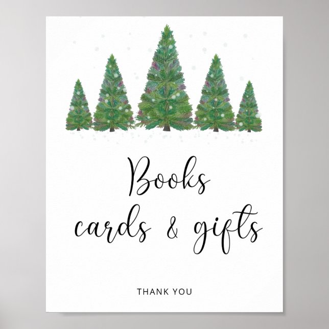 Aquarellfarbene Winterblumenbücher Poster (Vorne)