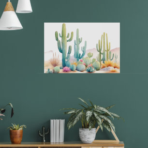 Aquarellfarbene Wüste Illustration Landschaft Poster