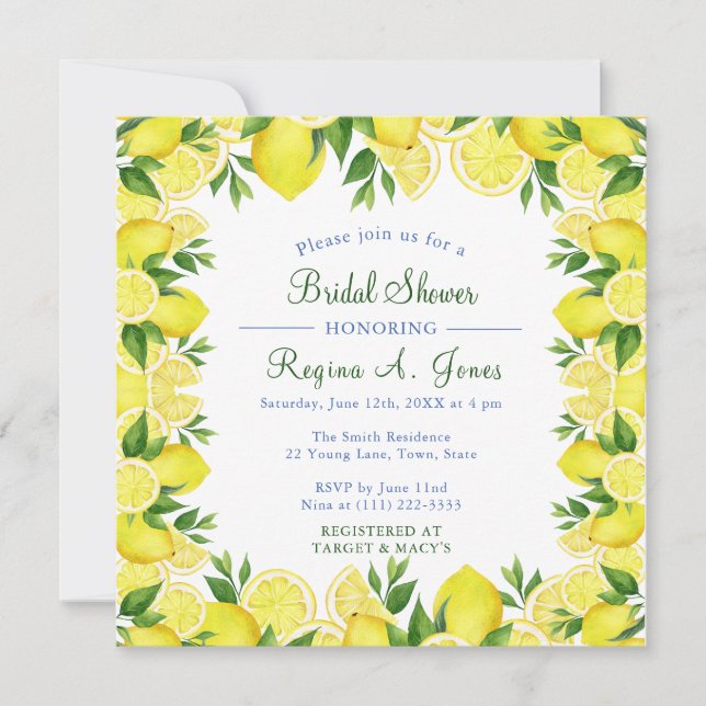 Aquarellfarbene Zitronenfrucht nahtlos grenzenlos Dankeskarte (Vorderseite)