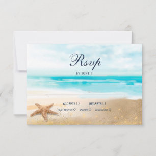 Aquarellfarbener Abstrakter Strandstar Hochzeit RS RSVP Karte