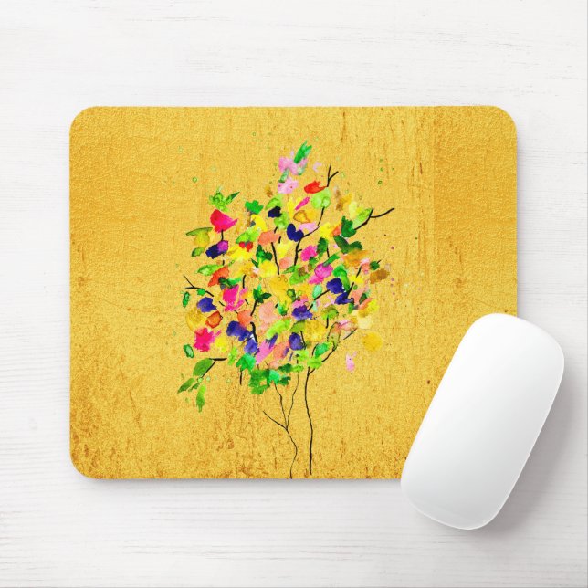 Aquarellfarbener Baum Mousepad (Mit Mouse)