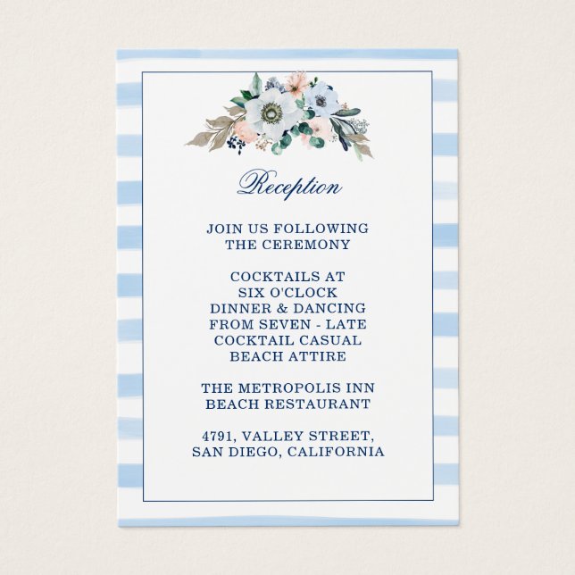 Aquarellfarbener Blauer Streifen Empfang (Vorderseite)