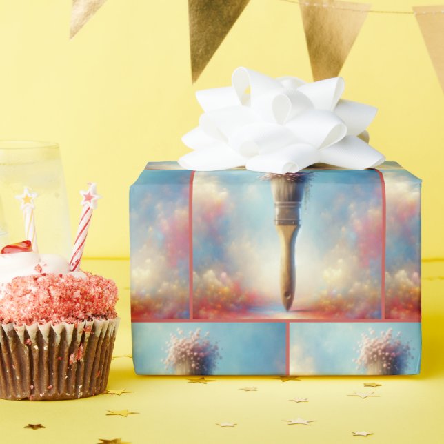 Aquarellfarbener Bouquet in Pinselstrich Geschenkpapier (Geburtstagsparty)