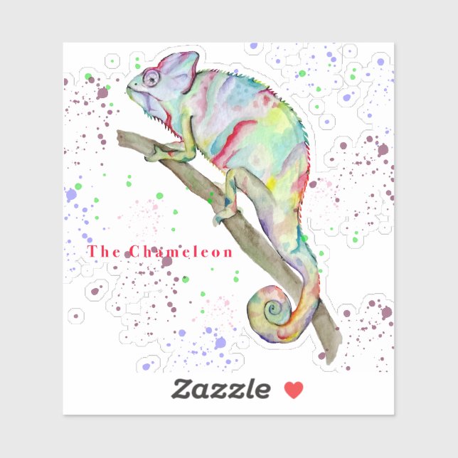 Aquarellfarbener Chamäleon Aufkleber (Blatt)