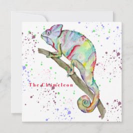 Aquarellfarbener Chamäleon Einladung