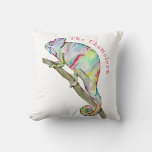 Aquarellfarbener Chamäleon Kissen