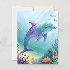 Aquarellfarbener Delphin Postkarte