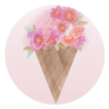 Aquarellfarbener Eiscreme Kapelle mit Namen