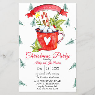 Aquarellfarbener Flyer Weihnachten Party Einladung