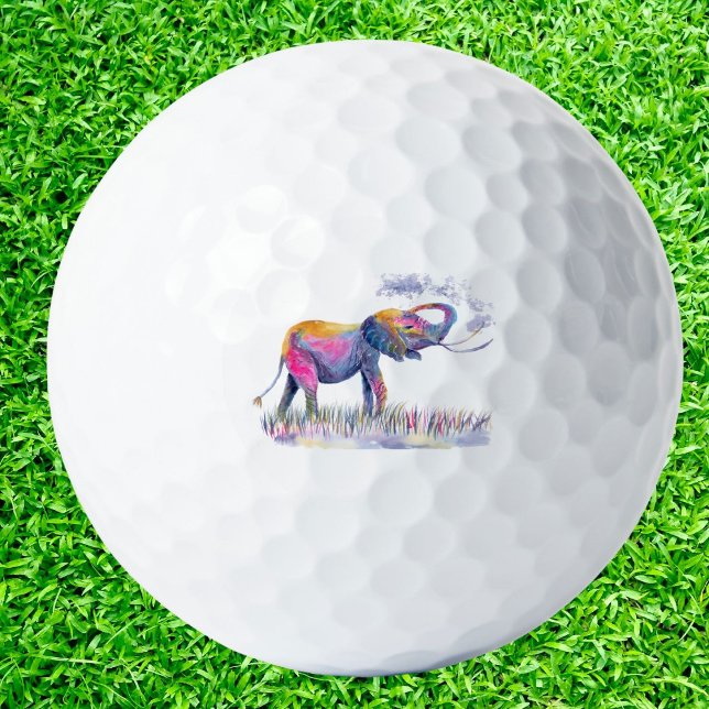 Aquarellfarbener glücklicher Elefant Golfball (Von Creator hochgeladen)