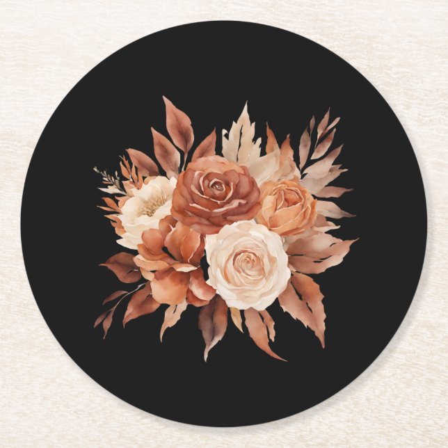 Aquarellfarbener Herbst Elegance Paper Untersetzer (Vorderseite)