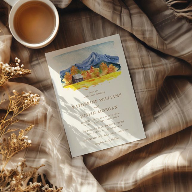 Aquarellfarbener Herbst Inspirierte Hochzeit Einladung (Von Creator hochgeladen)