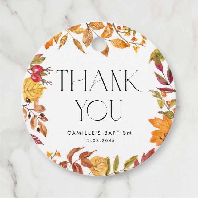 Aquarellfarbener Herbst lässt Wreath-Taufe Vielen  Geschenkanhänger (Vorderseite)