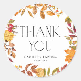 Aquarellfarbener Herbst lässt Wreath-Taufe Vielen  Runder Aufkleber