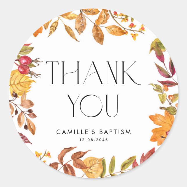 Aquarellfarbener Herbst lässt Wreath-Taufe Vielen  Runder Aufkleber (Vorderseite)