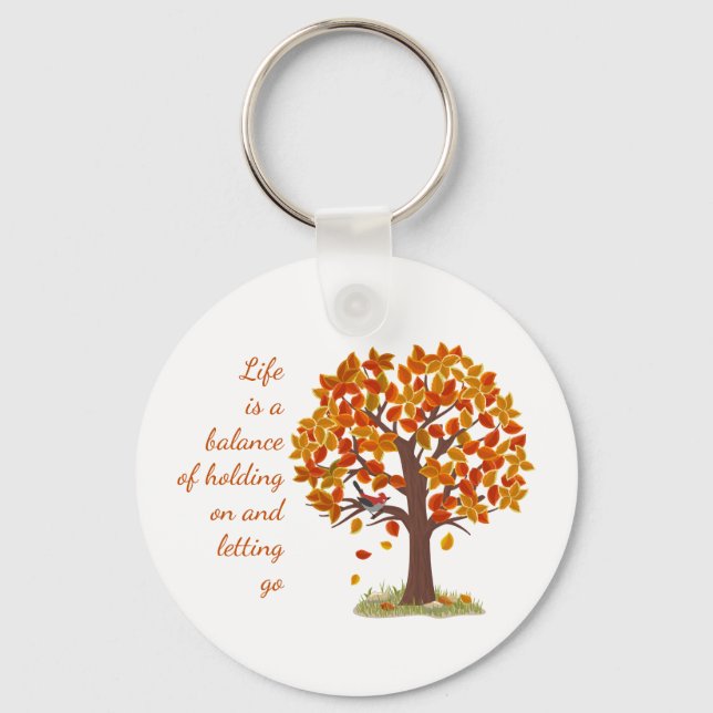 Aquarellfarbener Herbstbaum Lebensdauer ist Gleich Schlüsselanhänger (Vorderseite)