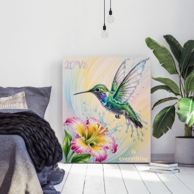 Aquarellfarbener Hummingvogel und Blume Poster (Von Creator hochgeladen)