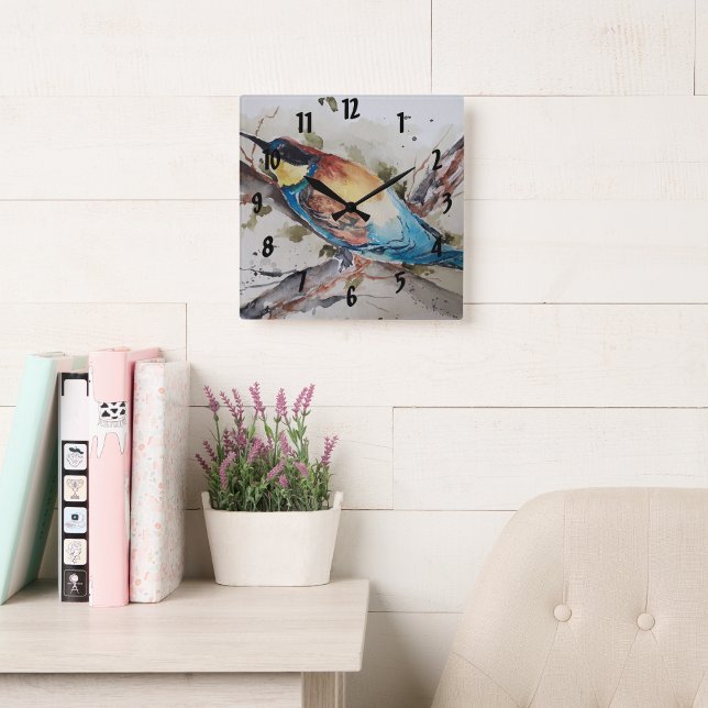 Aquarellfarbener Imker Quadratische Wanduhr (Von Creator hochgeladen)