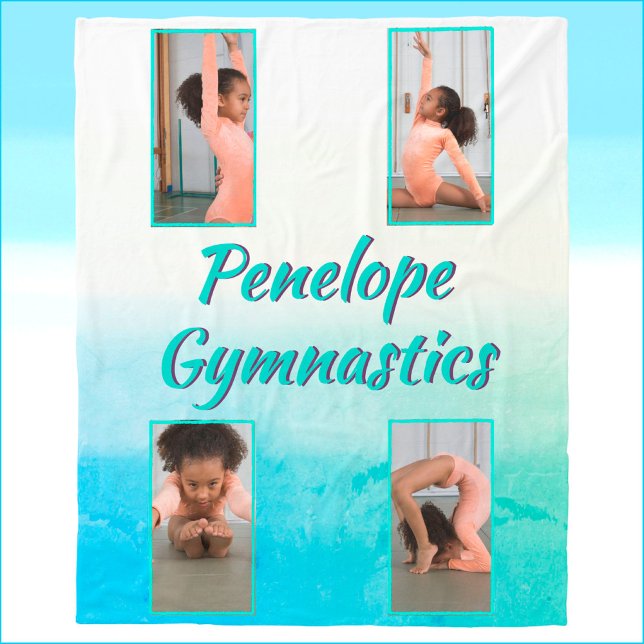 Aquarellfarbener Individuelle Name, Sport und Foto Fleecedecke (Von Creator hochgeladen)