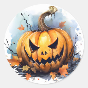 Aquarellfarbener Jack-o-Laterne Runder Aufkleber