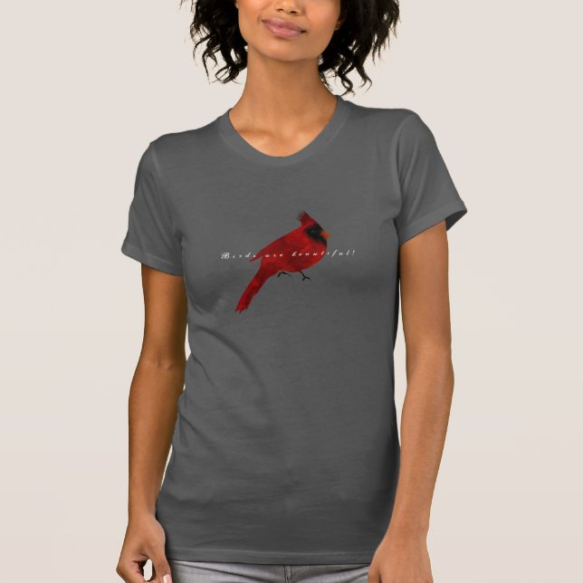 Aquarellfarbener Kardinal mit tiefer roter Textur  T-Shirt (Vorderseite)