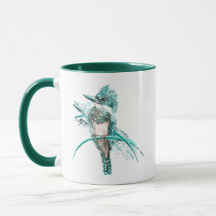 Aquarellfarbener Kingfisher-Vogel-Tierkaffee  Tasse