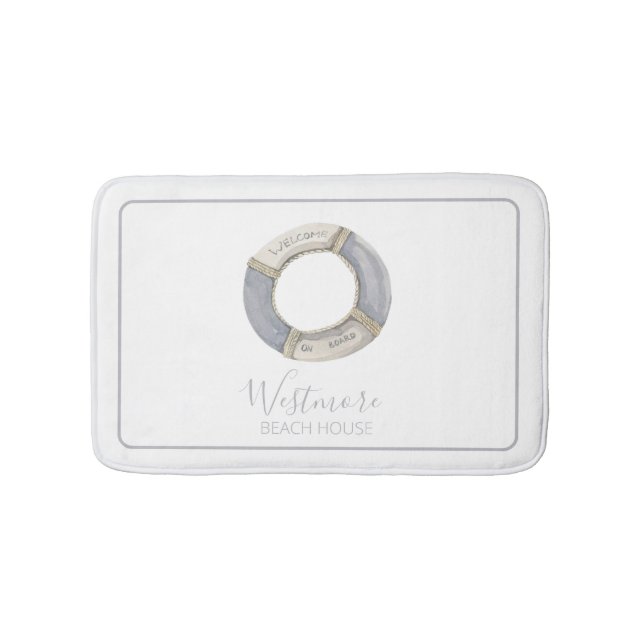 Aquarellfarbener Lebensraum Beach House Badematte (Vorderseite)