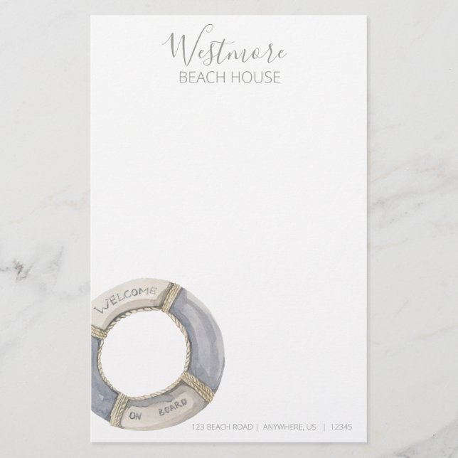 Aquarellfarbener Lebensraum Beach House Briefpapier (Vorderseite)