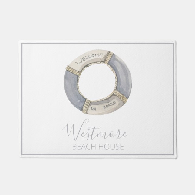 Aquarellfarbener Lebensraum Beach House Fußmatte (Vorderseite)