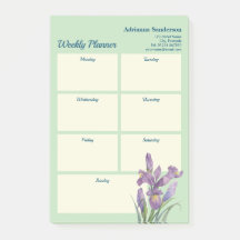 Aquarellfarbener Lila Iris Light Green Weekly Plan