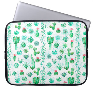 Aquarellfarbener, nahtloser Musterhintergrund mit Laptopschutzhülle