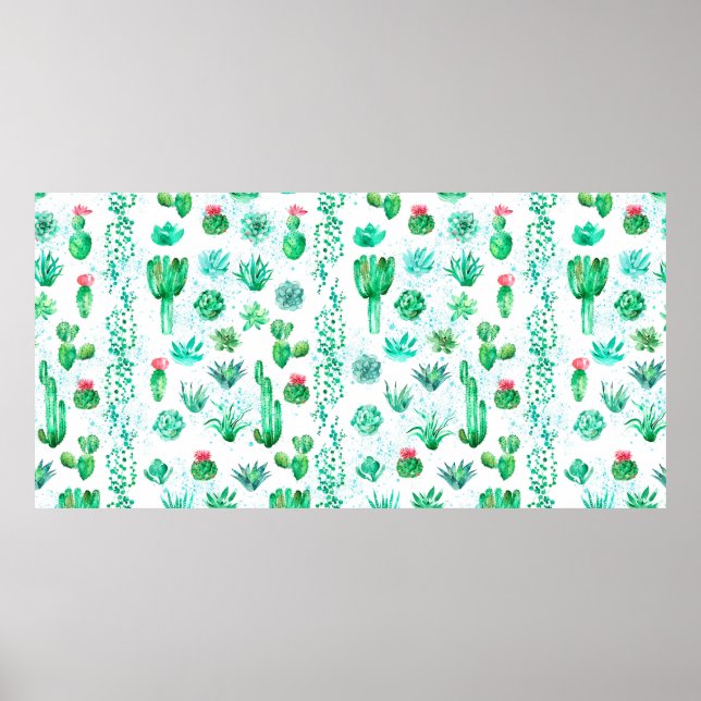 Aquarellfarbener, nahtloser Musterhintergrund mit  Poster (Vorne)