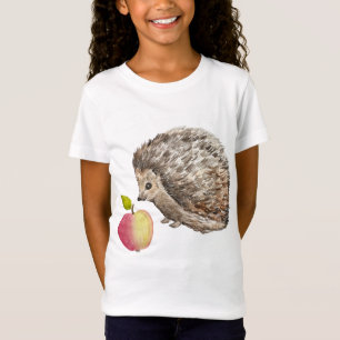 Aquarellfarbener niedlicher Igel und Apfel T-Shirt