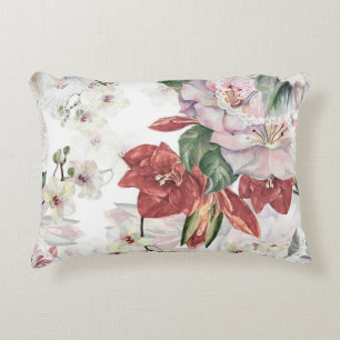 Aquarellfarbener Orchid und Lilie mit Spitzen-Blum Dekokissen